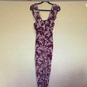 Wayf Wine Floral Maxi Dress